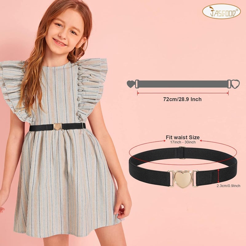 Jas. Good Elastic Belts for Toddler Kids Adjustable Boys Girls Teens Stretch Belts with Heart Buckle for Back to School - Image 5